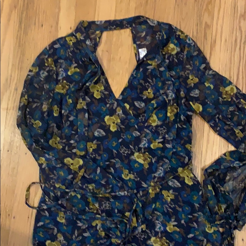 Band of Gypsies blue floral knee length dress
